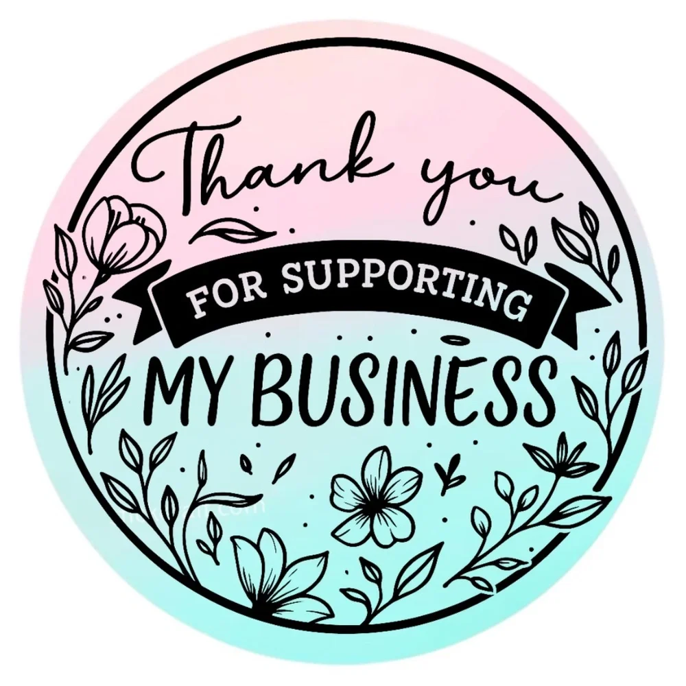 Thank You for Supporting My Business Sticker 2” | Floral Label for Packaging